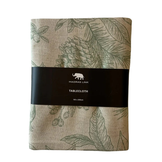 Poinesettia Olive/Flax Tablecloth