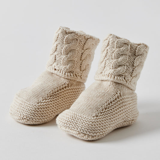 Cable Knit Booties | Natural