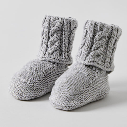 Cable Knit Booties | Grey