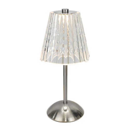 Tiffany LED USB Silver Lamp with Clear Shade