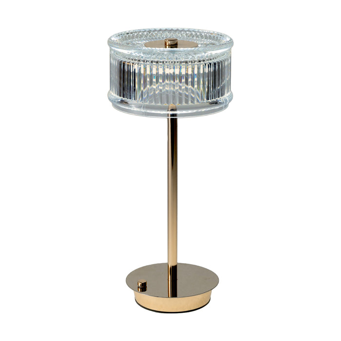 Yvonne LED USB Gold Lamp with Clear Shade