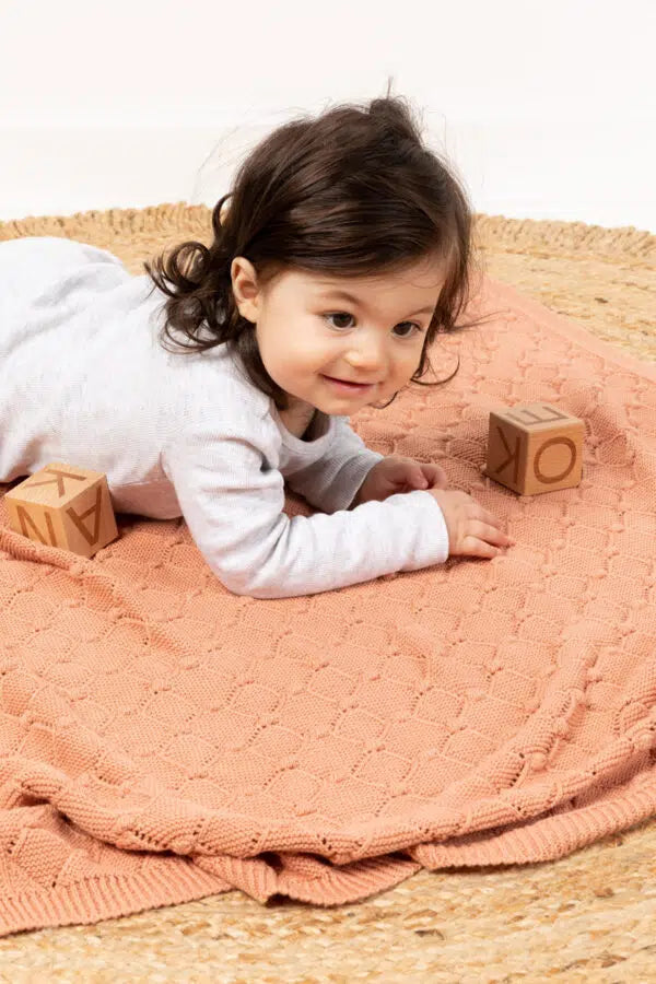 Baby Blanket - Vintage Knit Coral Blush