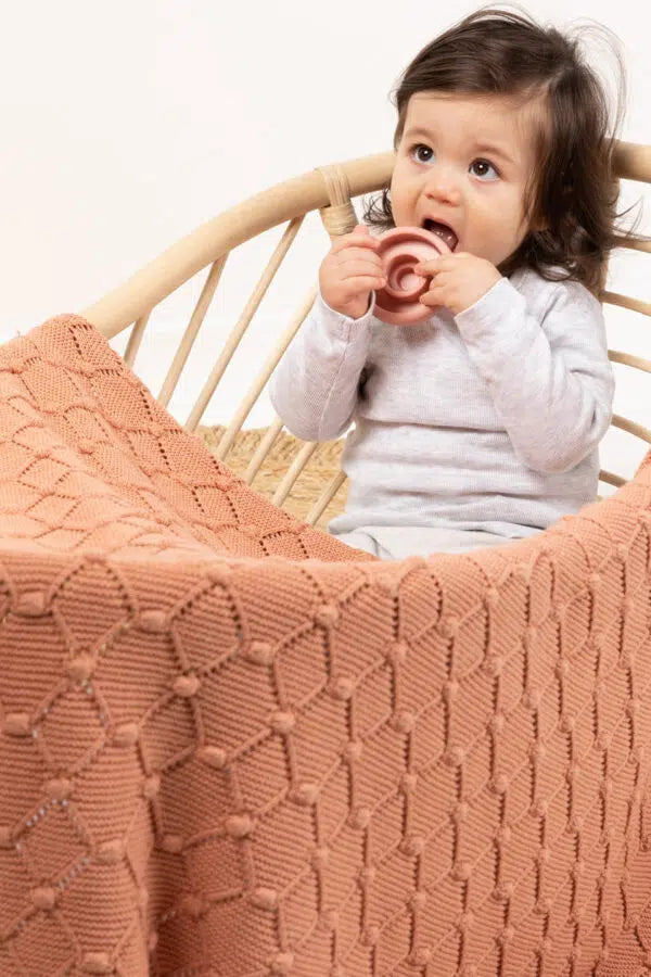 Baby Blanket - Vintage Knit Coral Blush