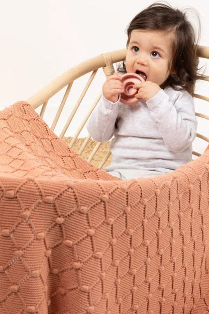 Baby Blanket - Vintage Knit Coral Blush