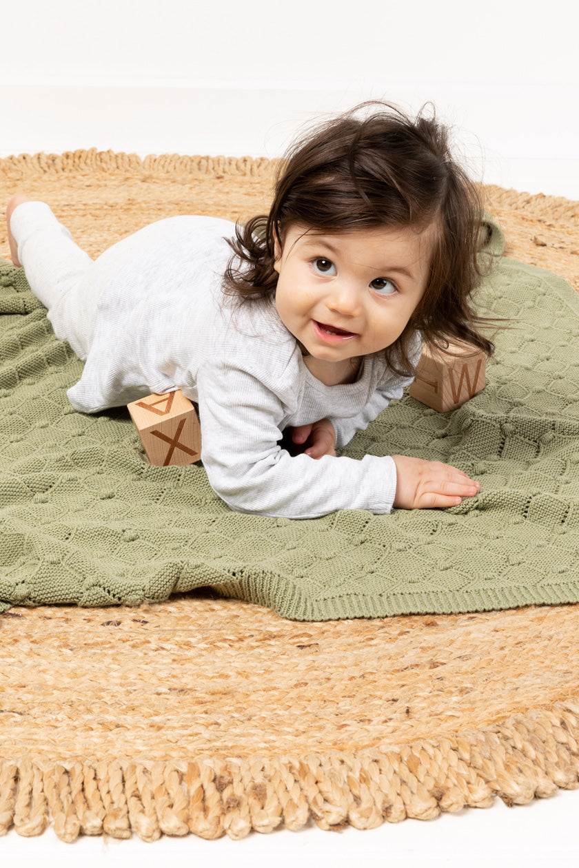 Baby Blanket - Vintage Knit Sage Green