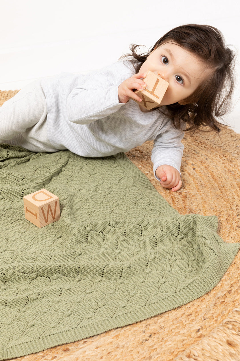 Baby Blanket - Vintage Knit Sage Green