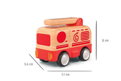 Wooden Friction Truck Fire Engine with Sound & Light