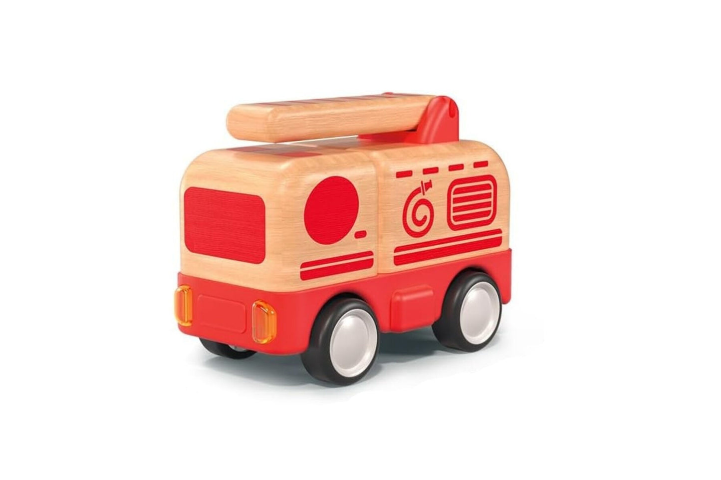 Wooden Friction Truck Fire Engine with Sound & Light