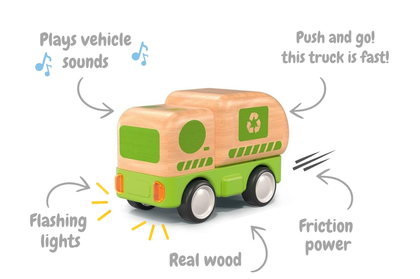 Wooden Friction Truck Recycling with Sound & Light