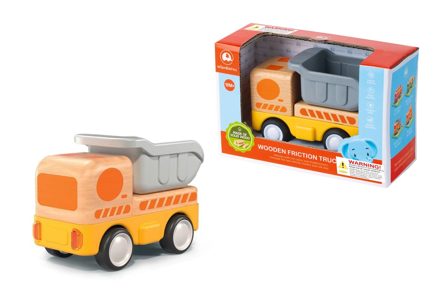 Wooden Friction Dump Truck with Sound & Light