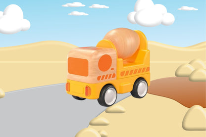 Wooden Friction Truck Concrete Mixer with Sound & Light