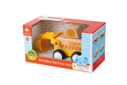 Wooden Friction Truck Digger with Sound & Light