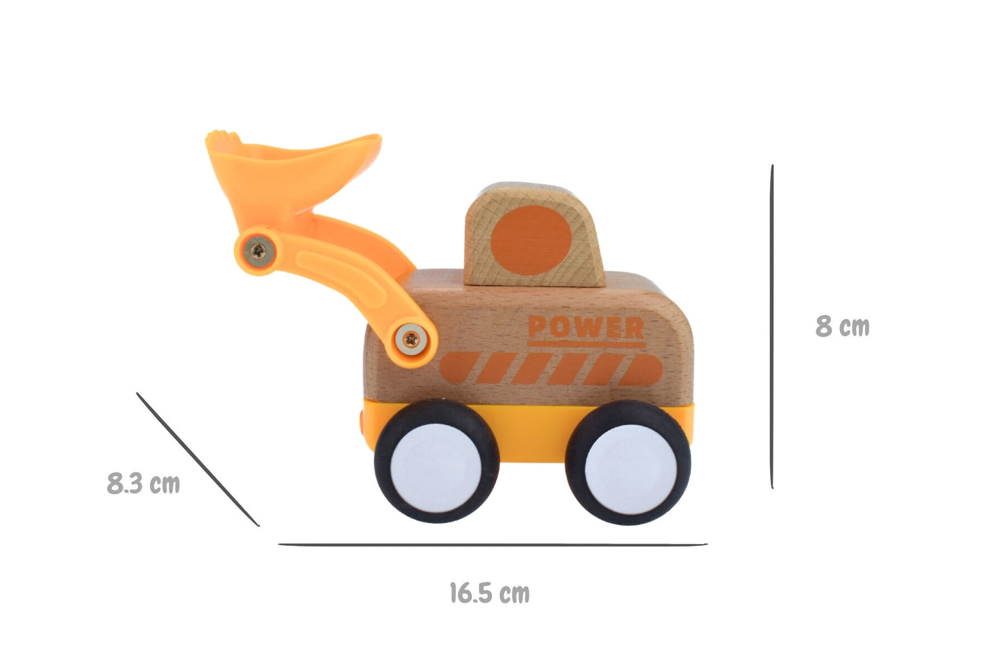 Wooden Friction Truck Digger with Sound & Light