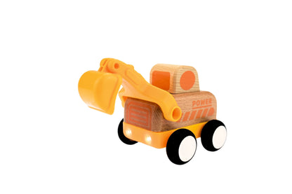 Wooden Friction Truck Digger with Sound & Light
