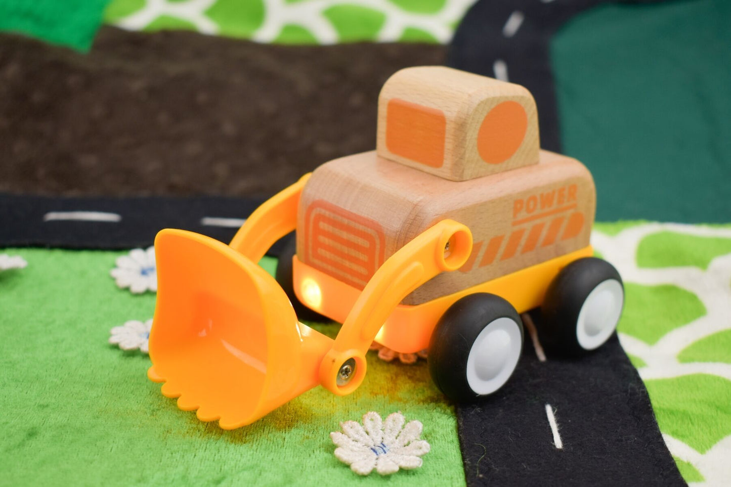 Wooden Friction Truck Bulldozer with Sound & Light