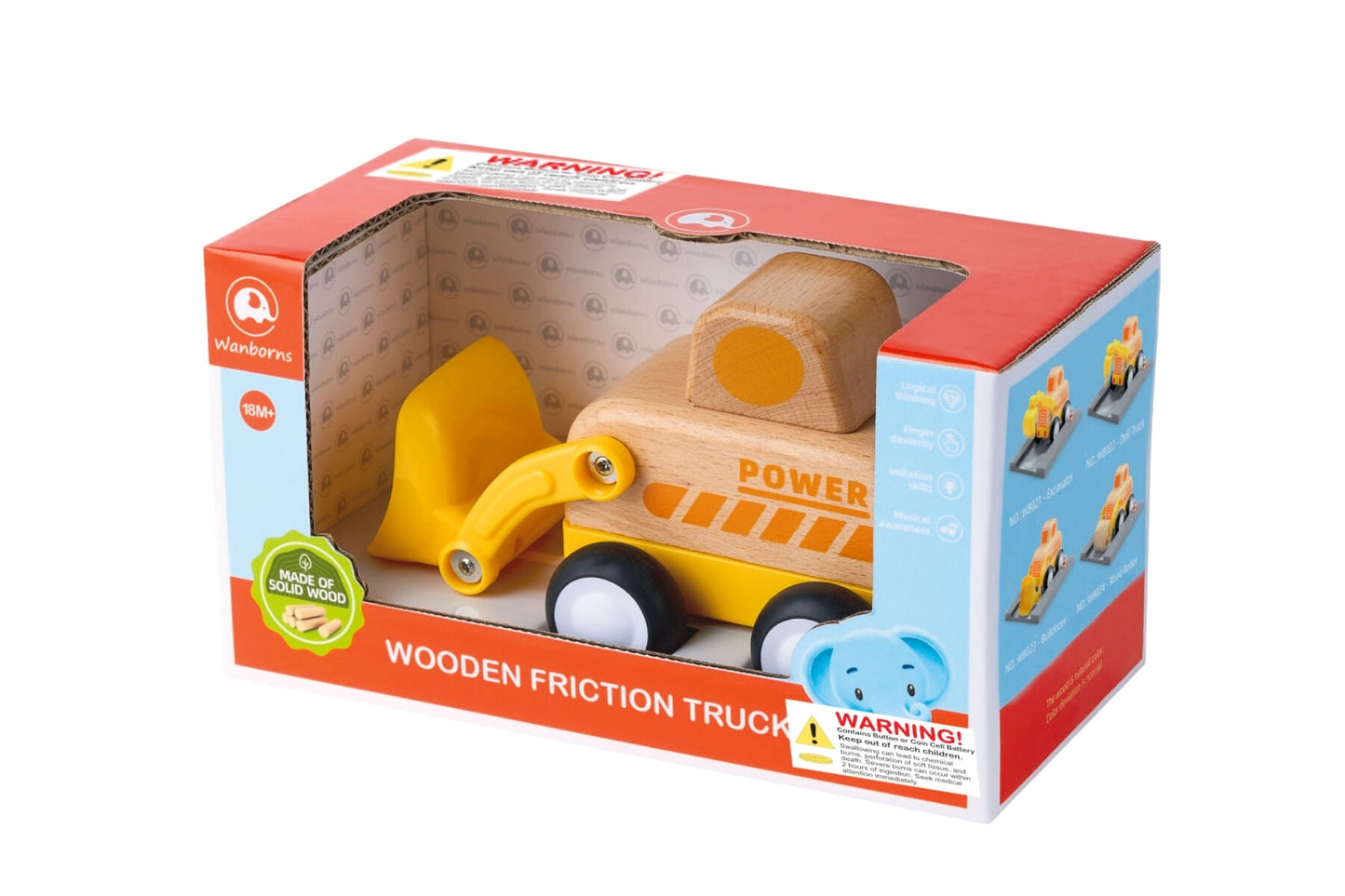 Wooden Friction Truck Bulldozer with Sound & Light