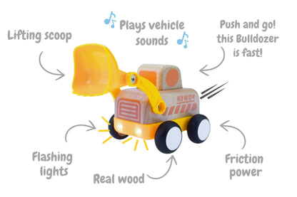 Wooden Friction Truck Bulldozer with Sound & Light