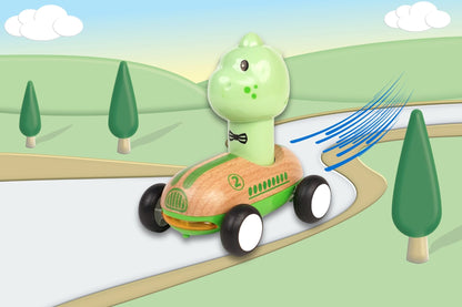 Wooden Press Go Racer Dinosaur with Sound & Light