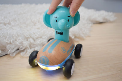 Wooden Press Go Racer Elephant with Sound & Light