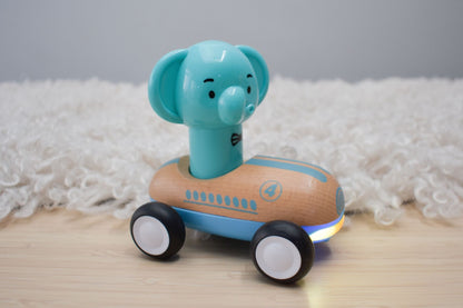 Wooden Press Go Racer Elephant with Sound & Light
