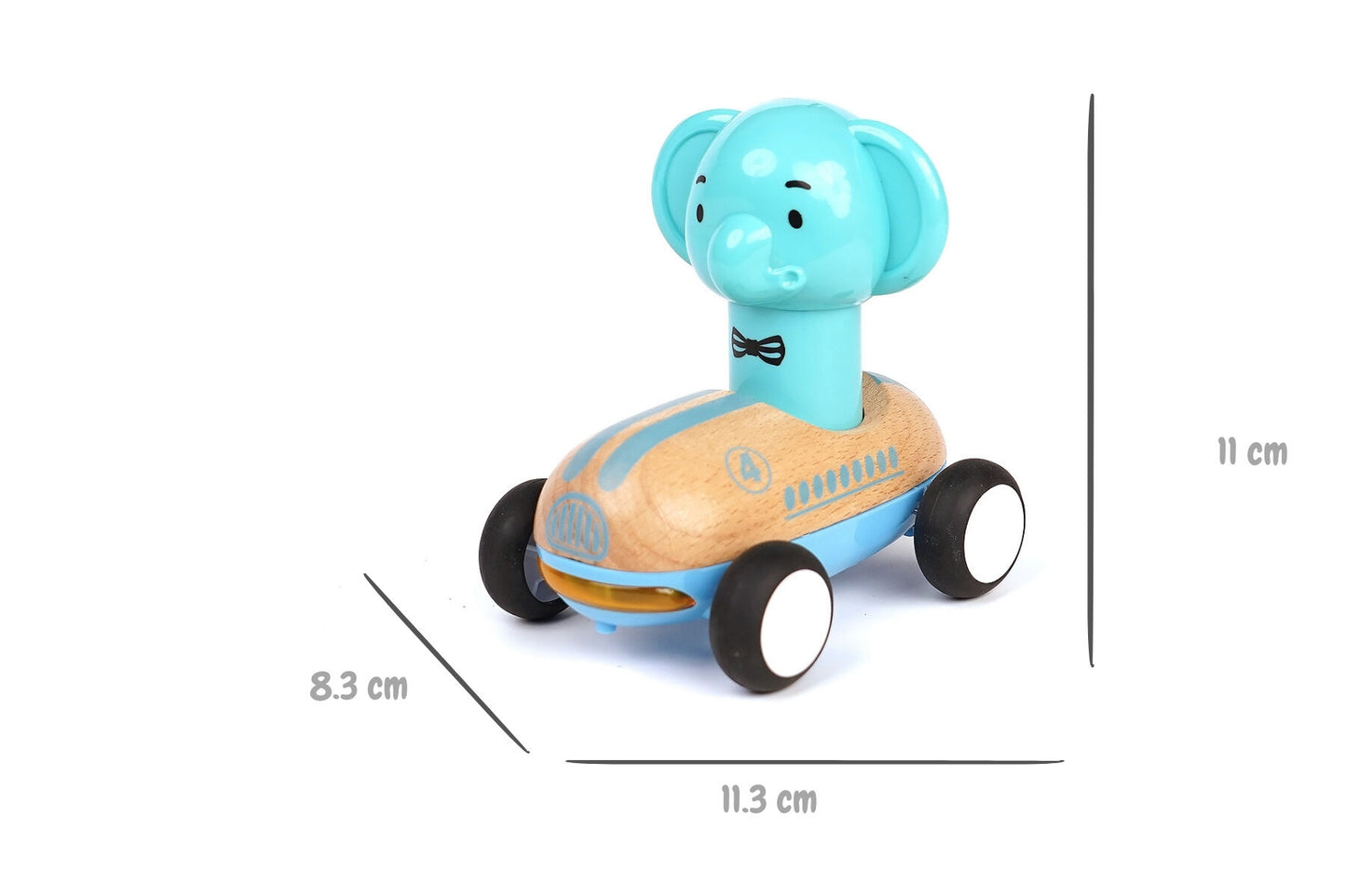 Wooden Press Go Racer Elephant with Sound & Light