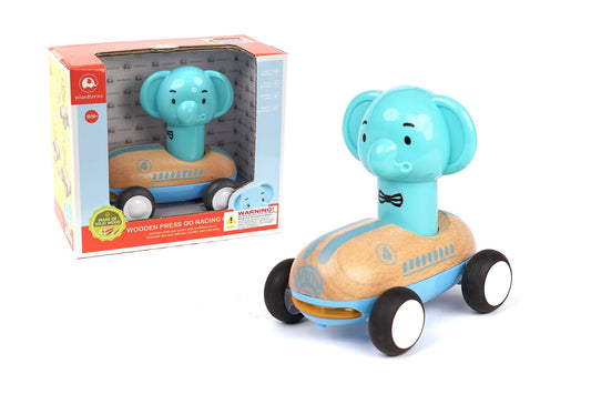 Wooden Press Go Racer Elephant with Sound & Light