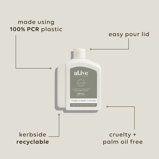 650ml Lotion Refill - Wattle Gum & Lemon Myrtle