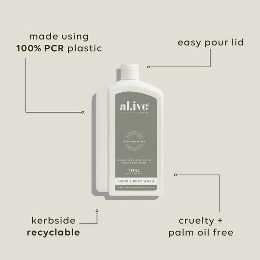 1LT Wash Refill - Willow Gum & Lemon Myrtle