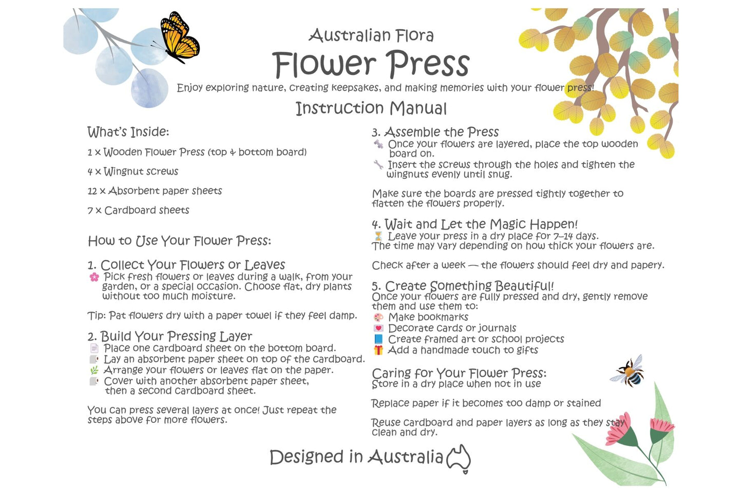 Australian Flora Flower Press Craft Kit