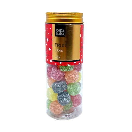 Festive Choc Raspberry Jubes  Cylinder 200g