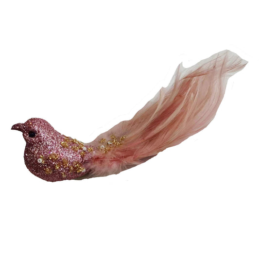 Bird Pink Bugle Bead with Clip