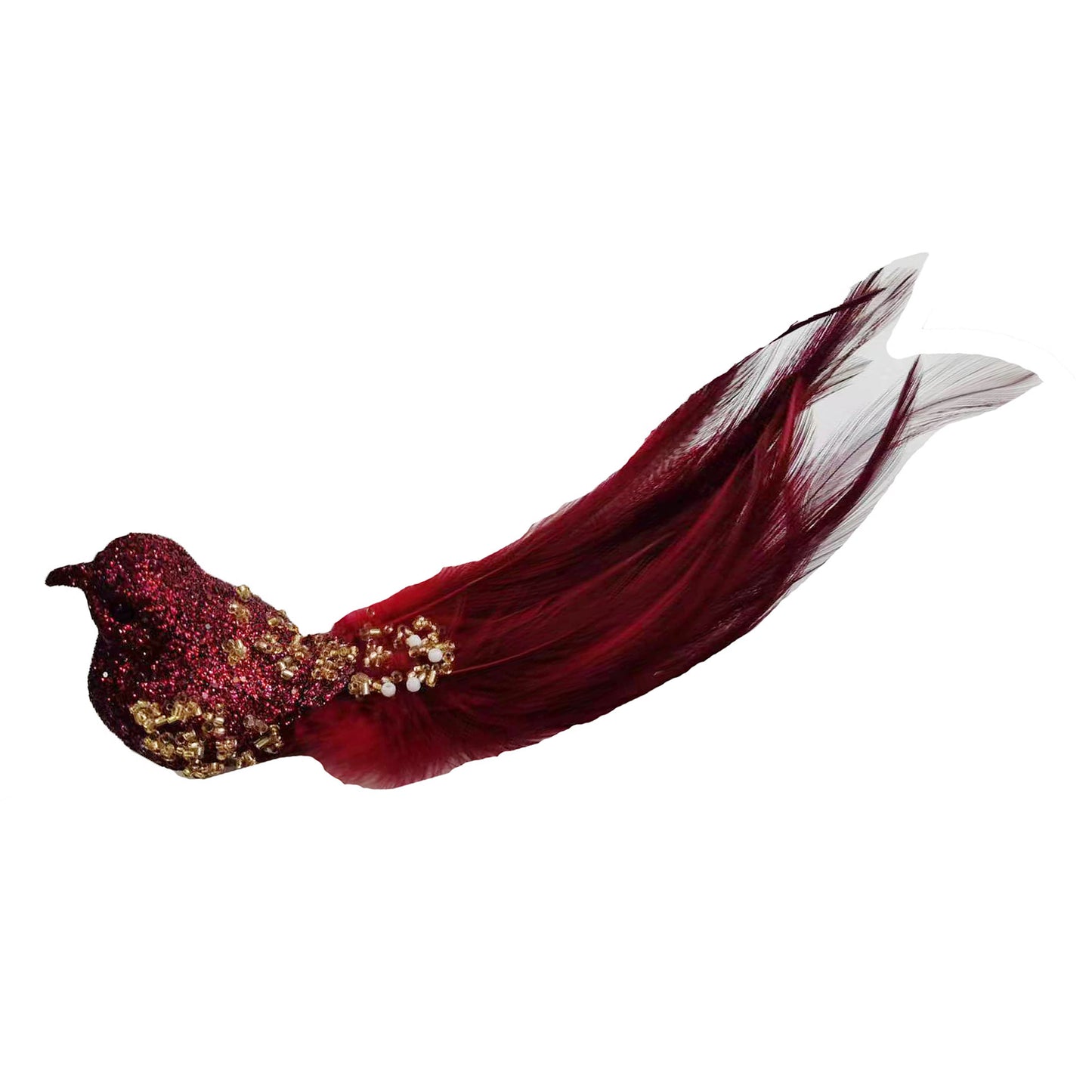 Bird Red Bugle Bead with Clip