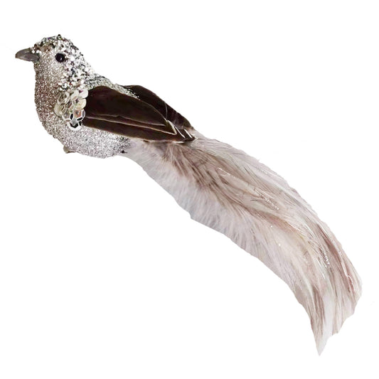 Bird Silver Dark Wings with Clip