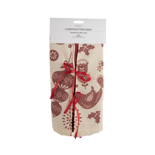 Fabric Tree Skirt | Cream Red