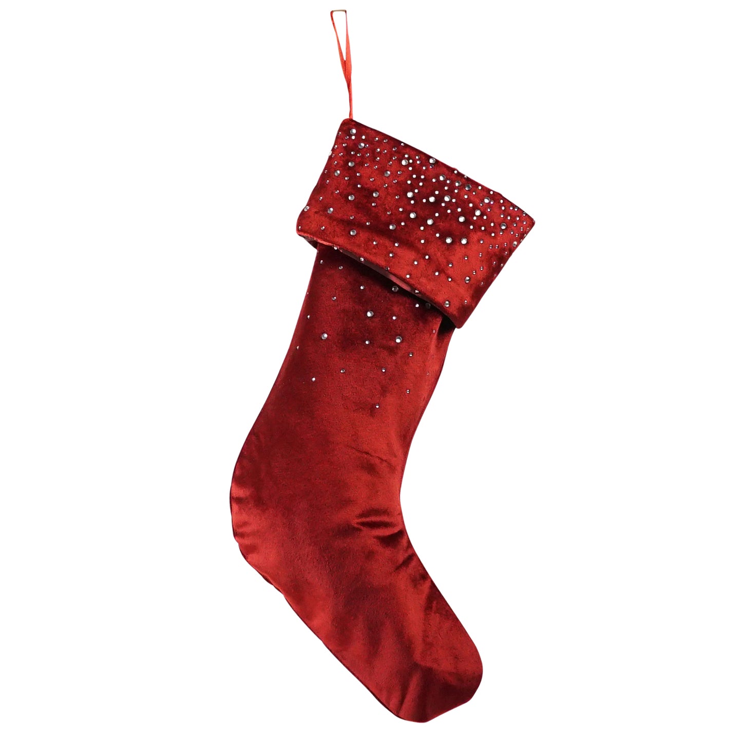 Velvet Diamonte Stocking | Red