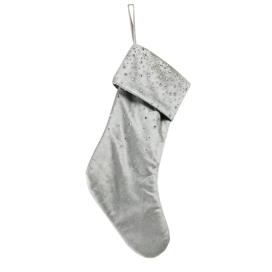 Velvet Diamonte Stocking | Silver