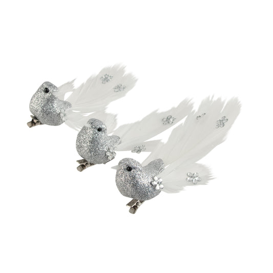 Bird Silver Jewel Tail with Clip