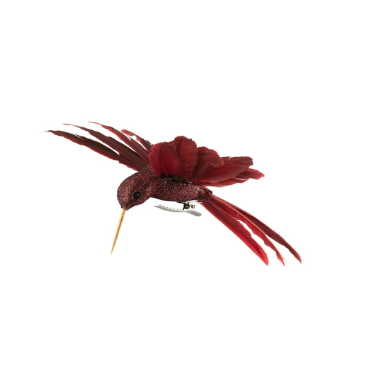 Bird Hummingbird Burgundy with Clip