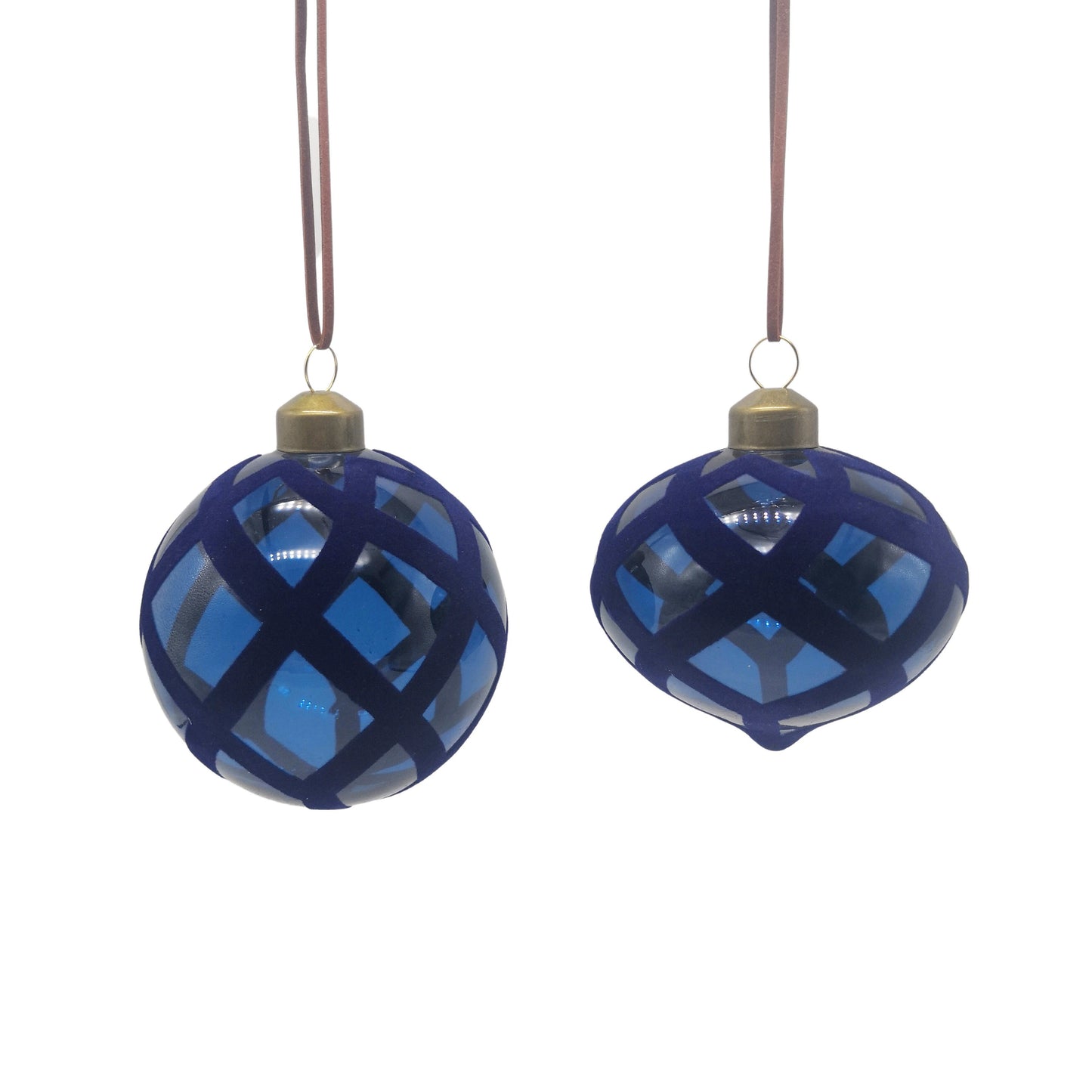 Hanging Glass Bauble Royal Blue Stripe