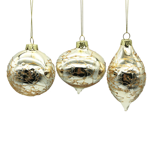 Hanging Glass Bauble Iridescent Rose Gold