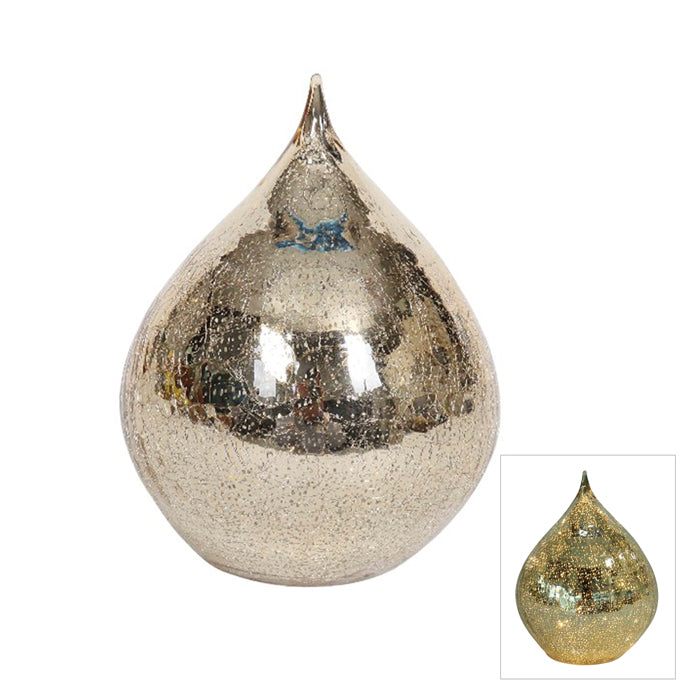 Mercury Glass LED Teardrop Cone | Gold Small