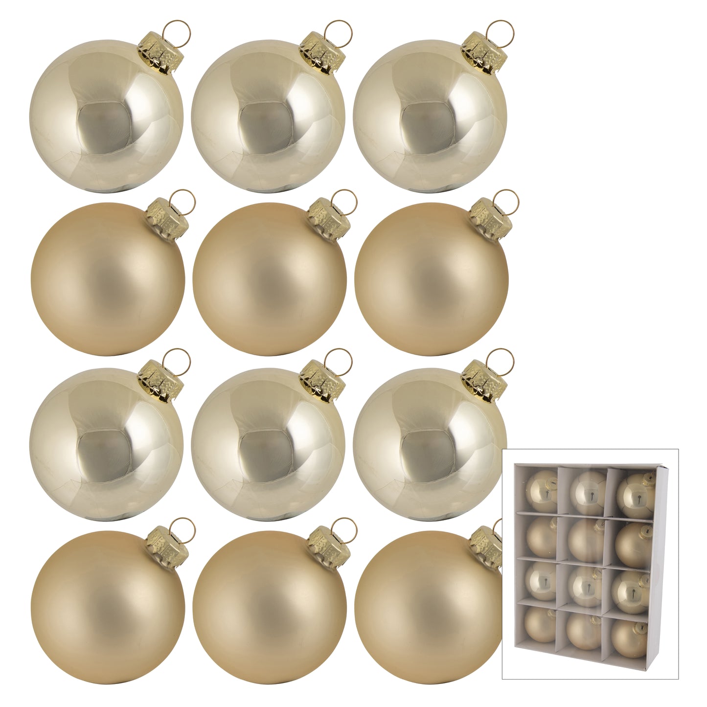 Hanging Bauble Glass Champagne Box 12