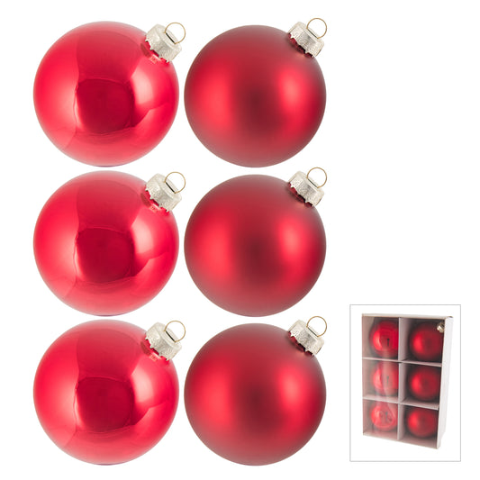 Hanging Bauble Glass Red Box 6