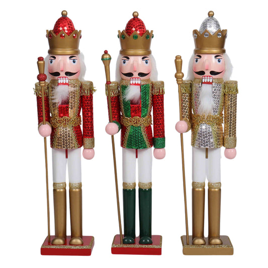 Wooden Nutcracker with Staff Asst