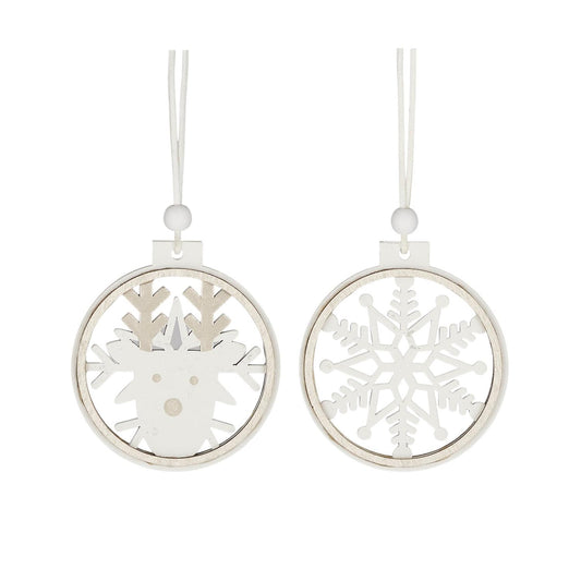 Hanging Snowflake White/Gold