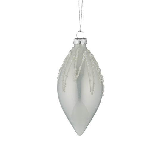 Hanging Glass Bauble Glacial Drop White