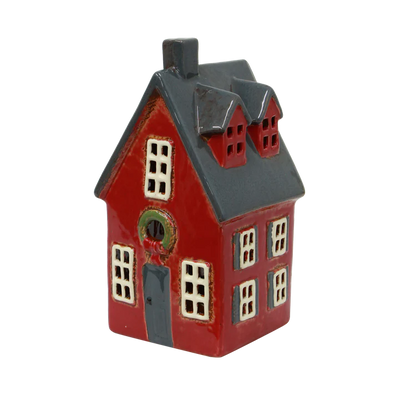 Alsace Tealight Cottage Red with Wreath