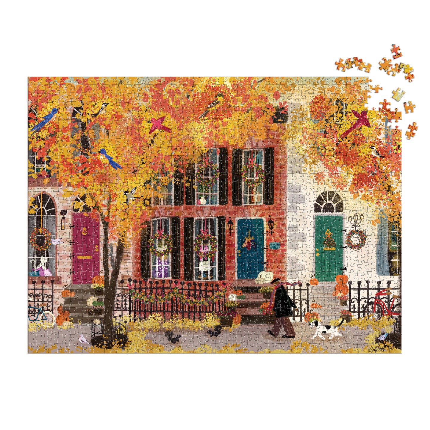 Galison Joy Laforme Autumn in the Neighborhood Puzzle 1000pc