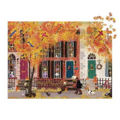 Galison Joy Laforme Autumn in the Neighborhood Puzzle 1000pc