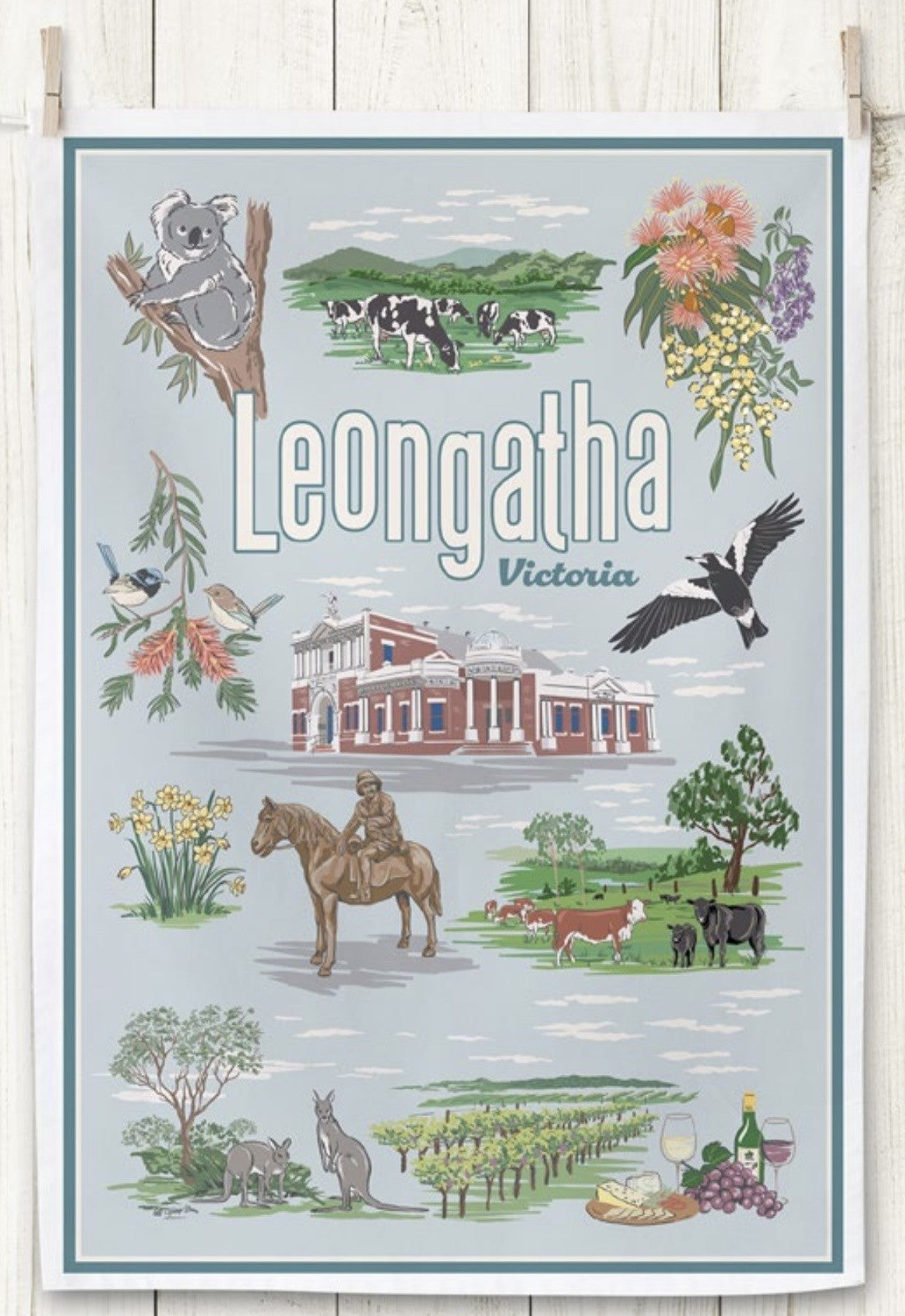 Leongatha Vintage Tea Towel | Blue